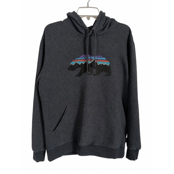Patagonia Other - Patagonia Worn Wear Hoodie Unisex Small Gray Organic Cotton Bear Logo Sweatshirt